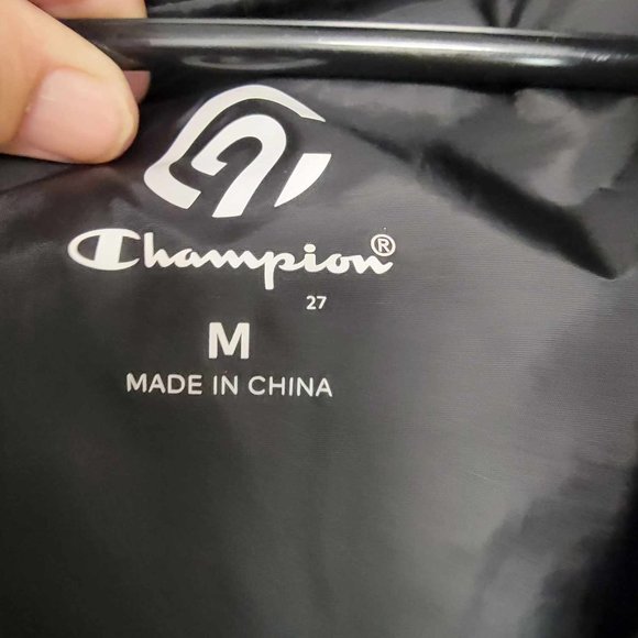 Champions Mens Medium black Jacket waterproof lined hood M winter fall - Picture 8 of 16